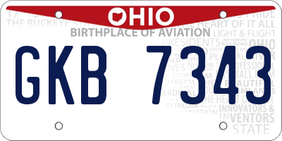 OH license plate GKB7343