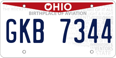 OH license plate GKB7344