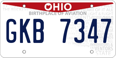 OH license plate GKB7347