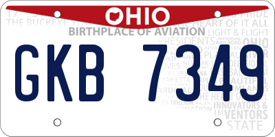 OH license plate GKB7349