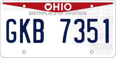 OH license plate GKB7351