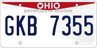 OH license plate GKB7355