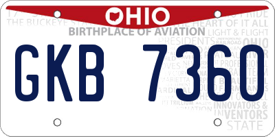 OH license plate GKB7360