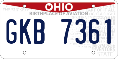 OH license plate GKB7361