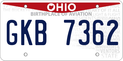 OH license plate GKB7362