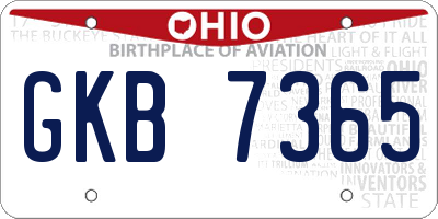 OH license plate GKB7365