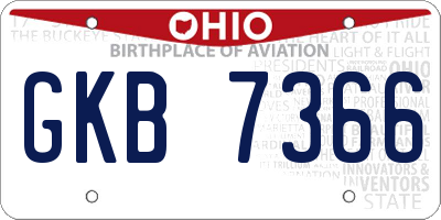 OH license plate GKB7366