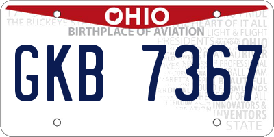 OH license plate GKB7367