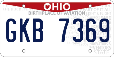 OH license plate GKB7369