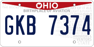 OH license plate GKB7374