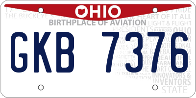 OH license plate GKB7376
