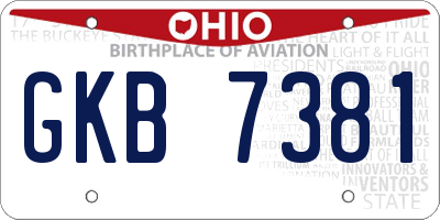 OH license plate GKB7381