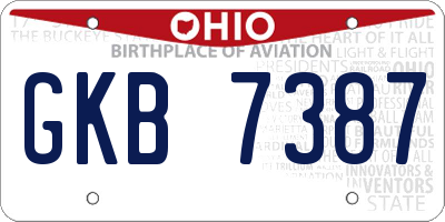 OH license plate GKB7387