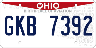 OH license plate GKB7392