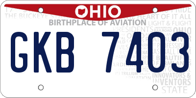 OH license plate GKB7403