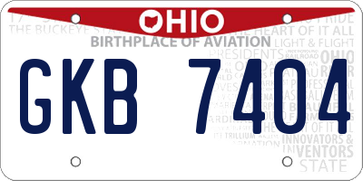 OH license plate GKB7404