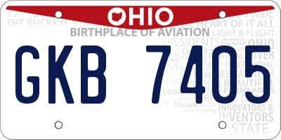 OH license plate GKB7405