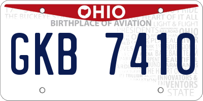 OH license plate GKB7410