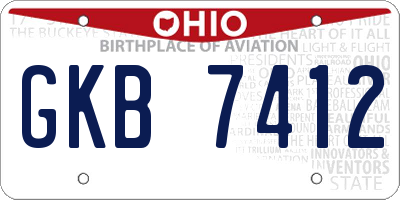 OH license plate GKB7412