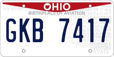 OH license plate GKB7417