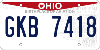 OH license plate GKB7418