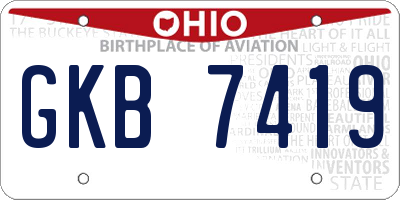 OH license plate GKB7419