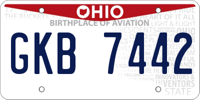 OH license plate GKB7442