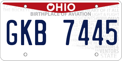 OH license plate GKB7445