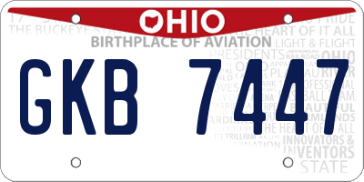 OH license plate GKB7447