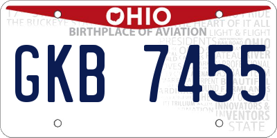 OH license plate GKB7455