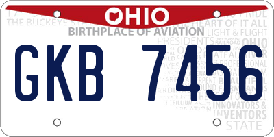 OH license plate GKB7456