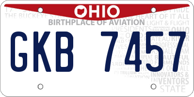 OH license plate GKB7457