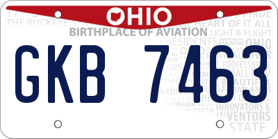 OH license plate GKB7463