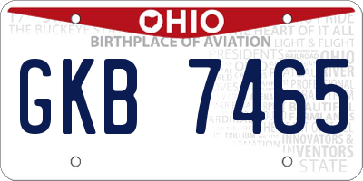 OH license plate GKB7465