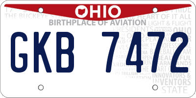 OH license plate GKB7472