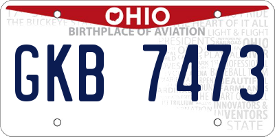 OH license plate GKB7473