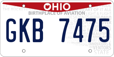 OH license plate GKB7475