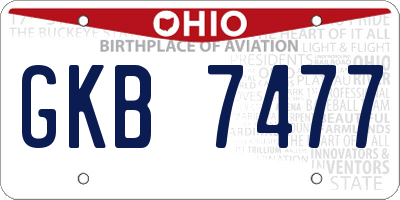 OH license plate GKB7477