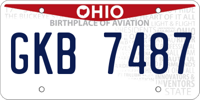 OH license plate GKB7487