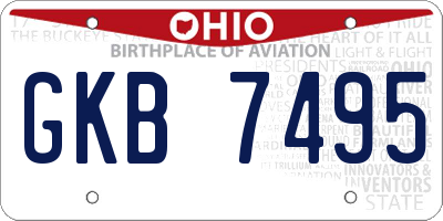 OH license plate GKB7495