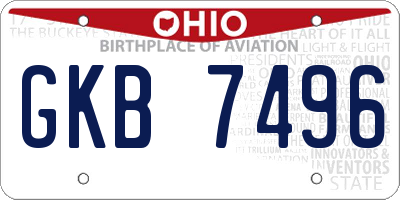 OH license plate GKB7496