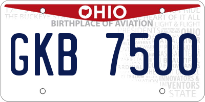 OH license plate GKB7500