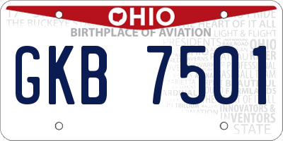 OH license plate GKB7501