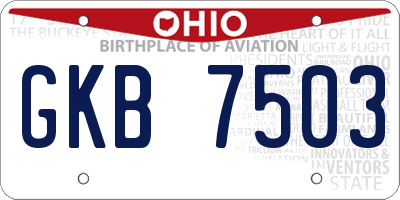 OH license plate GKB7503