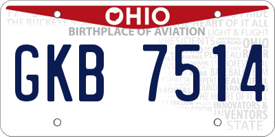 OH license plate GKB7514