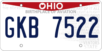 OH license plate GKB7522