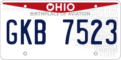 OH license plate GKB7523