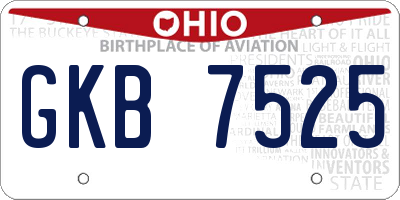 OH license plate GKB7525