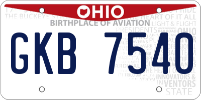 OH license plate GKB7540
