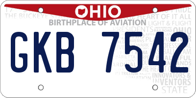 OH license plate GKB7542